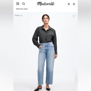 Madewell Perfect Vintage Wide Leg Crop Jeans Size 29 High Rise Raw Hem